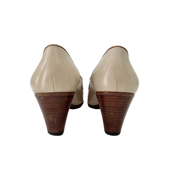 Vintage Cream Celine Heeled Loafers with Gold Chain IT 40 - Picture 6 of 14